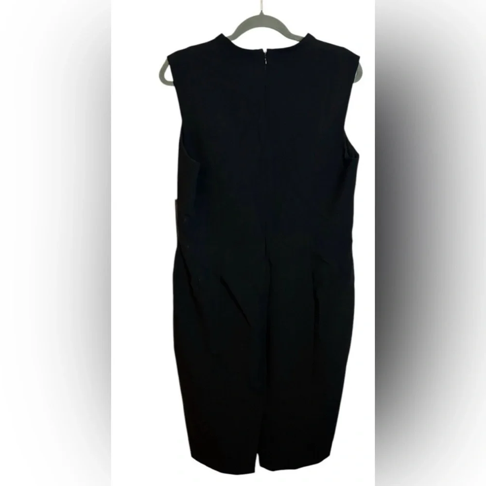 WHBM Classic Black Sleeveless V-Neck Sheath Dress 14